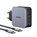 شارژر دیواری یوگرین 140 وات با دو پورت USB-C و یک پورت USB-A مدل CD289 همراه با کابل USB-C