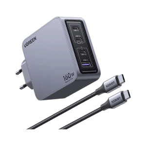 شارژر دیواری 160 وات Nexode Pro سه پورت USB-C و یک پورت USB-A یوگرین مدل X763 کد 25877 همراه با کابل 4 آمپر USB-C به طول 1.5 متر