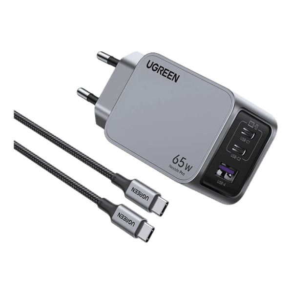 شارژر دیواری 65 وات Nexode Pro سه پورت یوگرین مدل X755 کد 25871 همراه با کابل ۵ آمپر USB-C